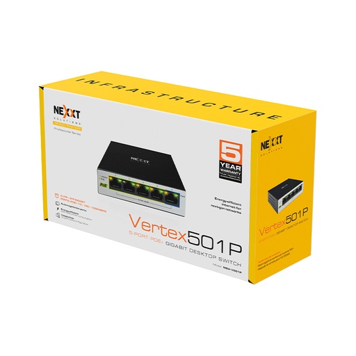 [NW235NXT02] NEXXT SWITCH VERTEX501 ESCRITORIO 5 PUERTOS POE+