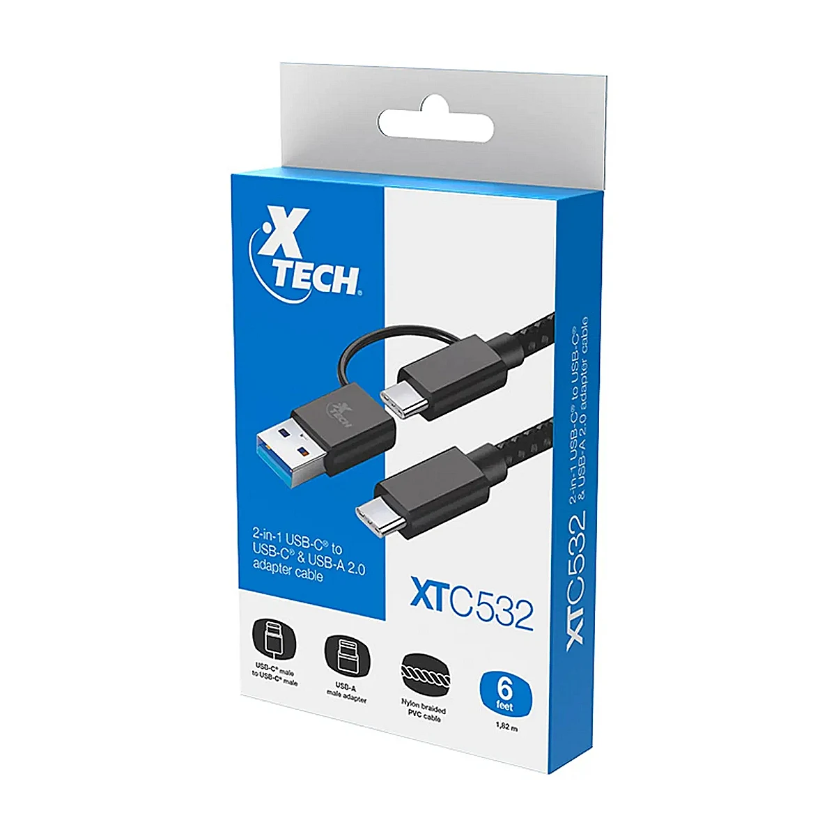 [XTC532] XTECH ADAPTADOR 2 EN 1 USB- C A USB- C DONGLE