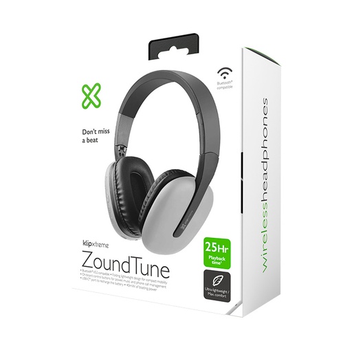 KLIPXTREME AUDIFONOS ZOUNDTUNE WIRELESS BT GRIS (KWH-010GR)