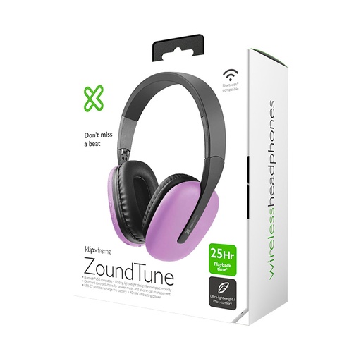 KLIPXTREME AUDIFONOS ZOUNDTUNE WIRELESS BT PURPURA