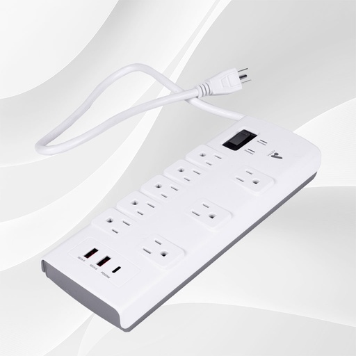 [YC308FS3UP] ASTRA REGLETA PROTECTOR INTERRUPTOR LUZ 8 SALIDAS