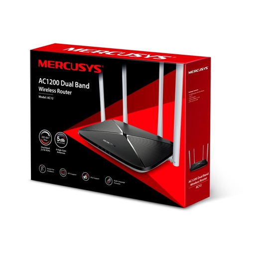 [AC12] MERCUSYS ROUTER INALAMBRICO AC1200 DUAL BAND 4 ANTENAS AC12